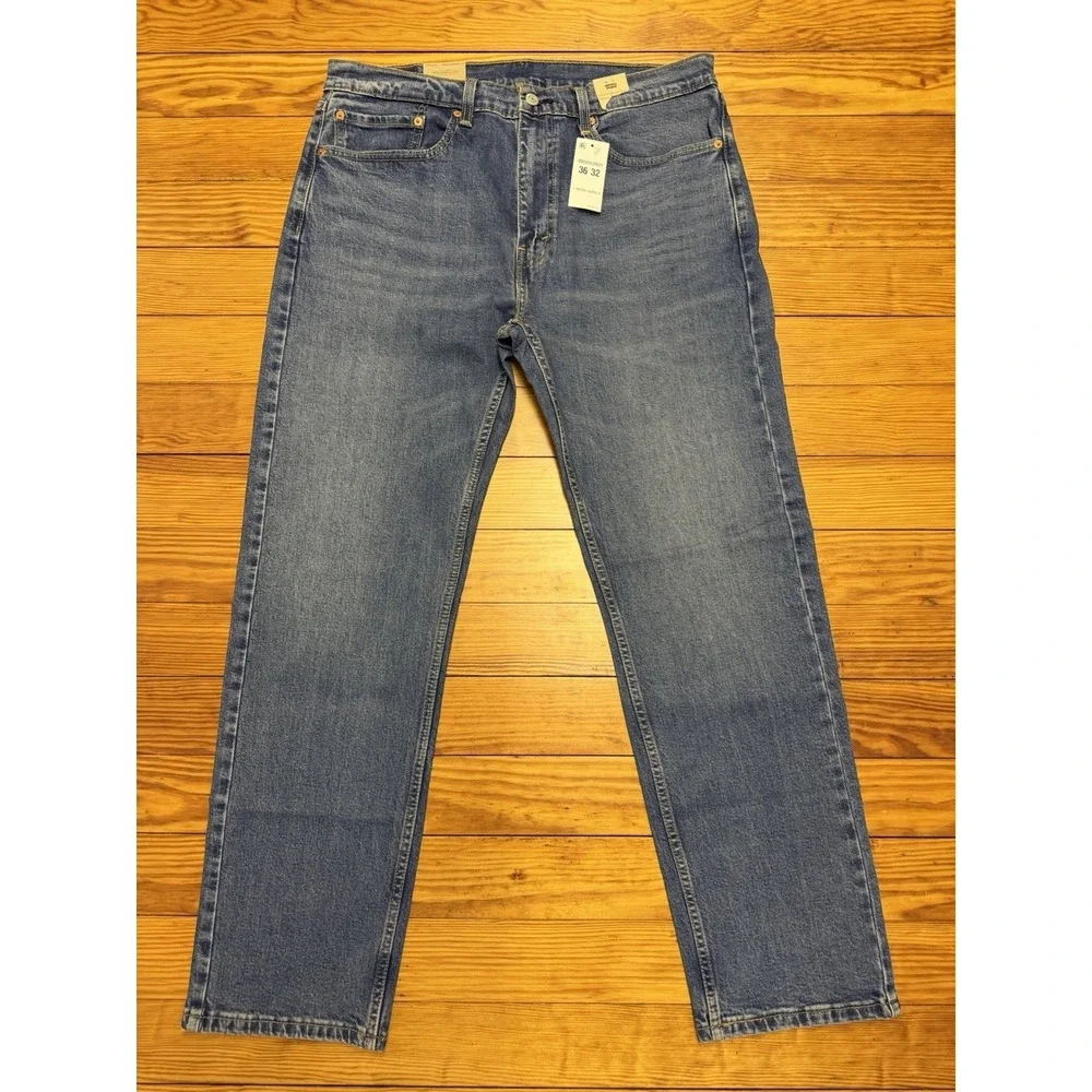 Levis 505 Jeans Mens 36x32 Blue Medium Wash Regular Straight Stretch Denim